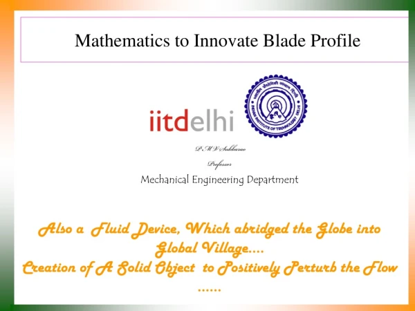 Mathematics to Innovate Blade Profile