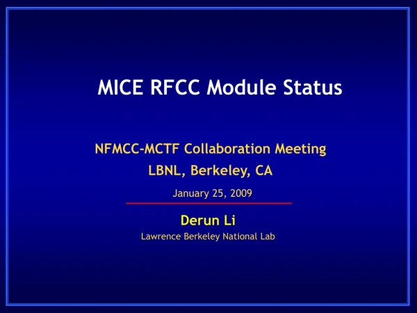 MICE RFCC Module Status