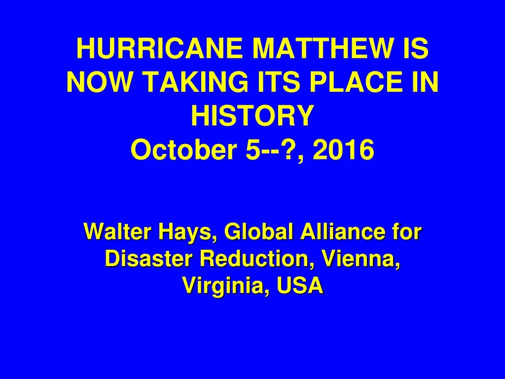 hurricane matthew is now taking its place in history october 5 2016