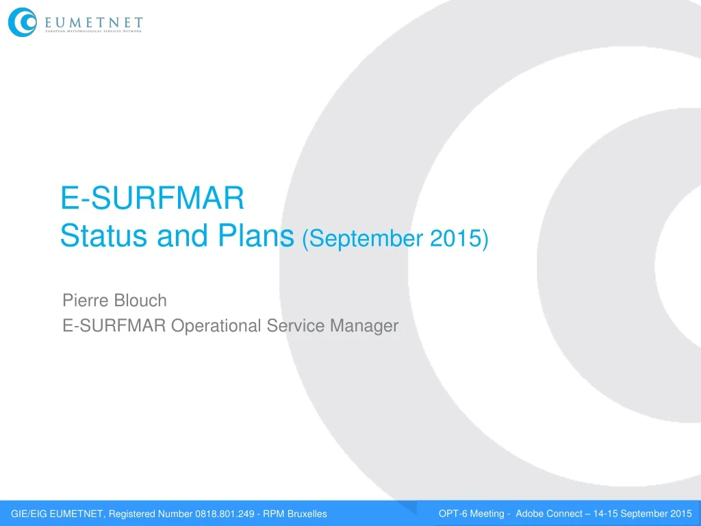 e surfmar status and plans september 2015