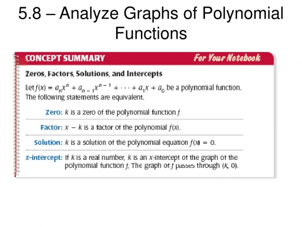 5.8 – Analyze Graphs of Polynomial Functions