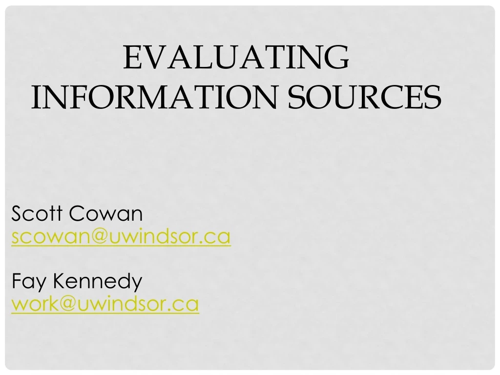 evaluating information sources