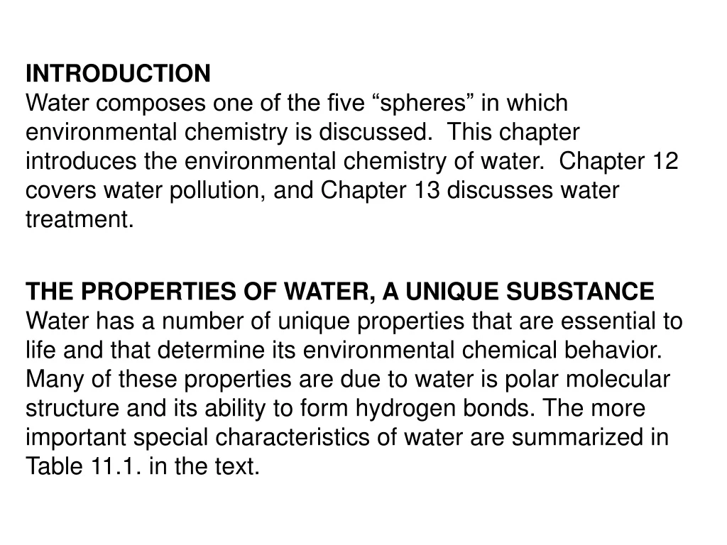 introduction water composes one of the five