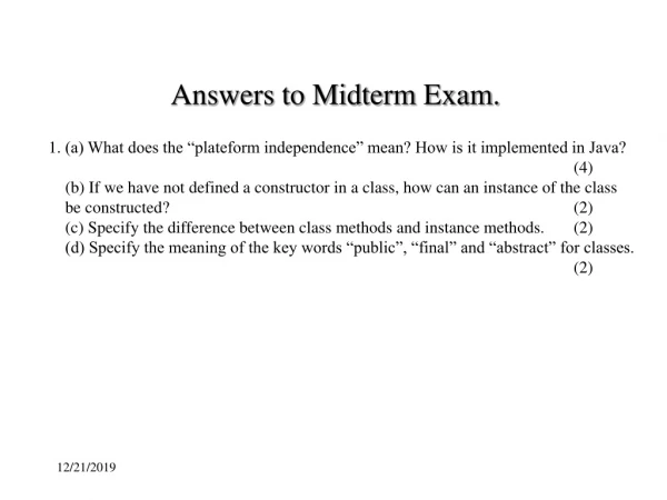 Answers to Midterm Exam.