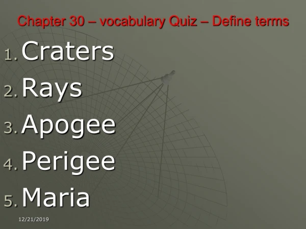 Chapter 30 – vocabulary Quiz – Define terms