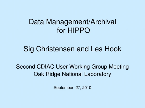 Data Management/Archival  for HIPPO