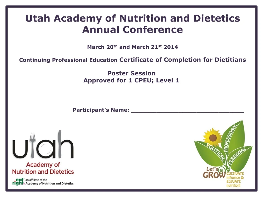 utah academy of nutrition and dietetics annual