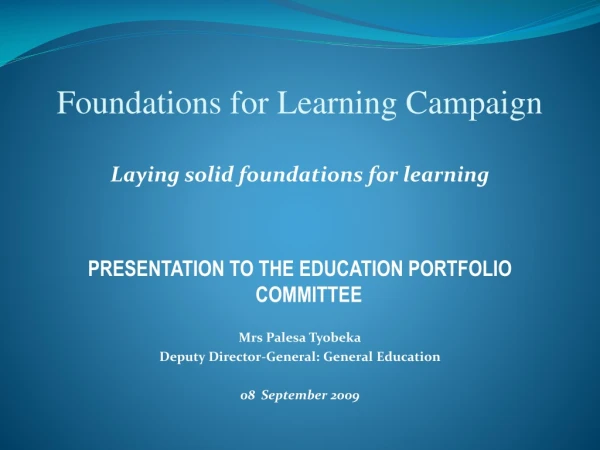 Foundations for Learning Campaign