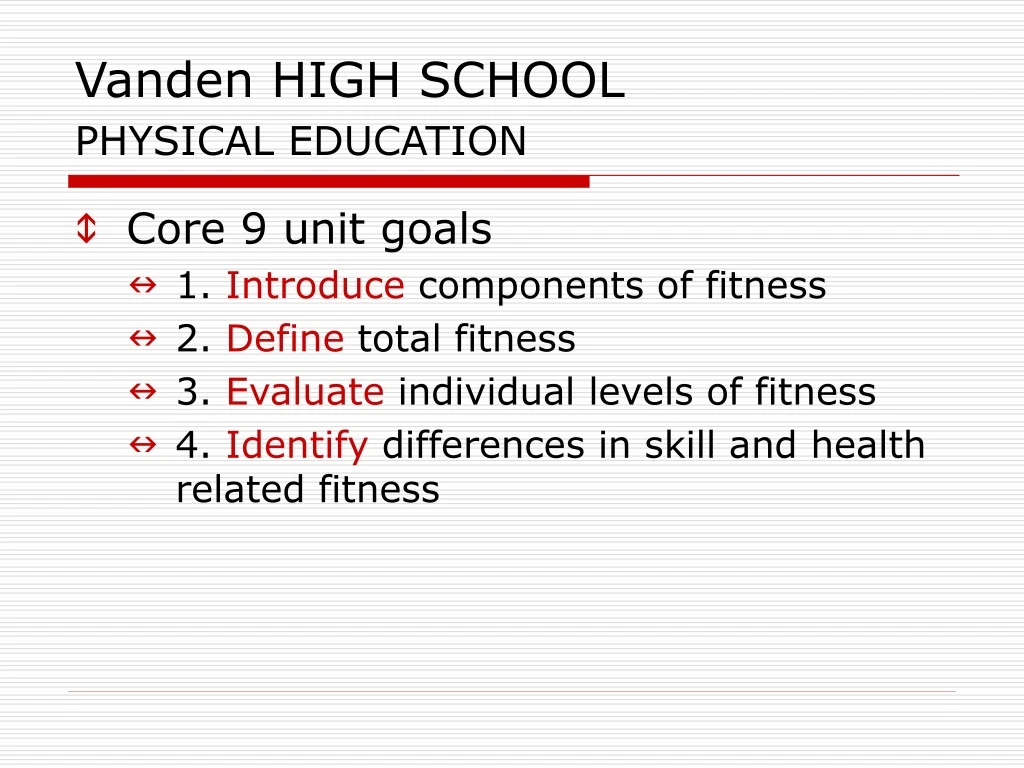 vanden high school physical education