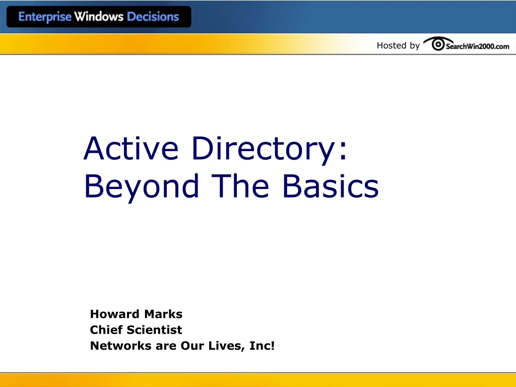 active directory beyond the basics