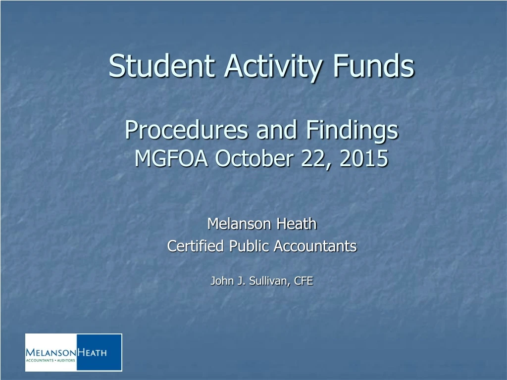 student activity funds procedures and findings mgfoa october 22 2015