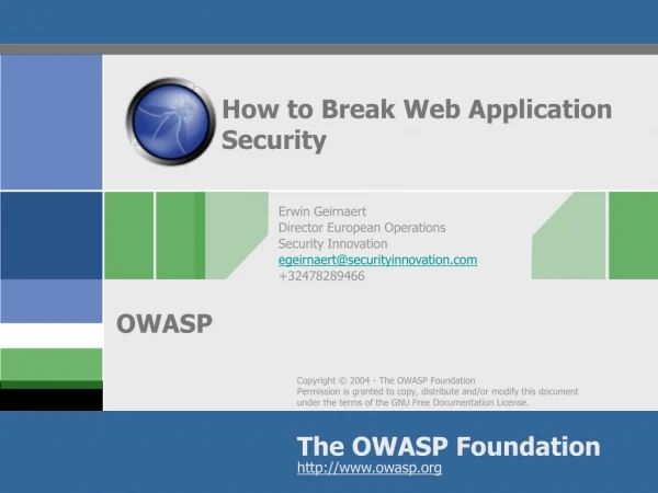 How to Break Web Application Security