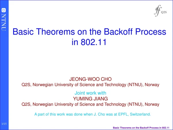 Basic Theorems on the Backoff Process  in 802.11