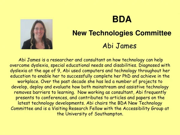 BDA New Technologies Committee
