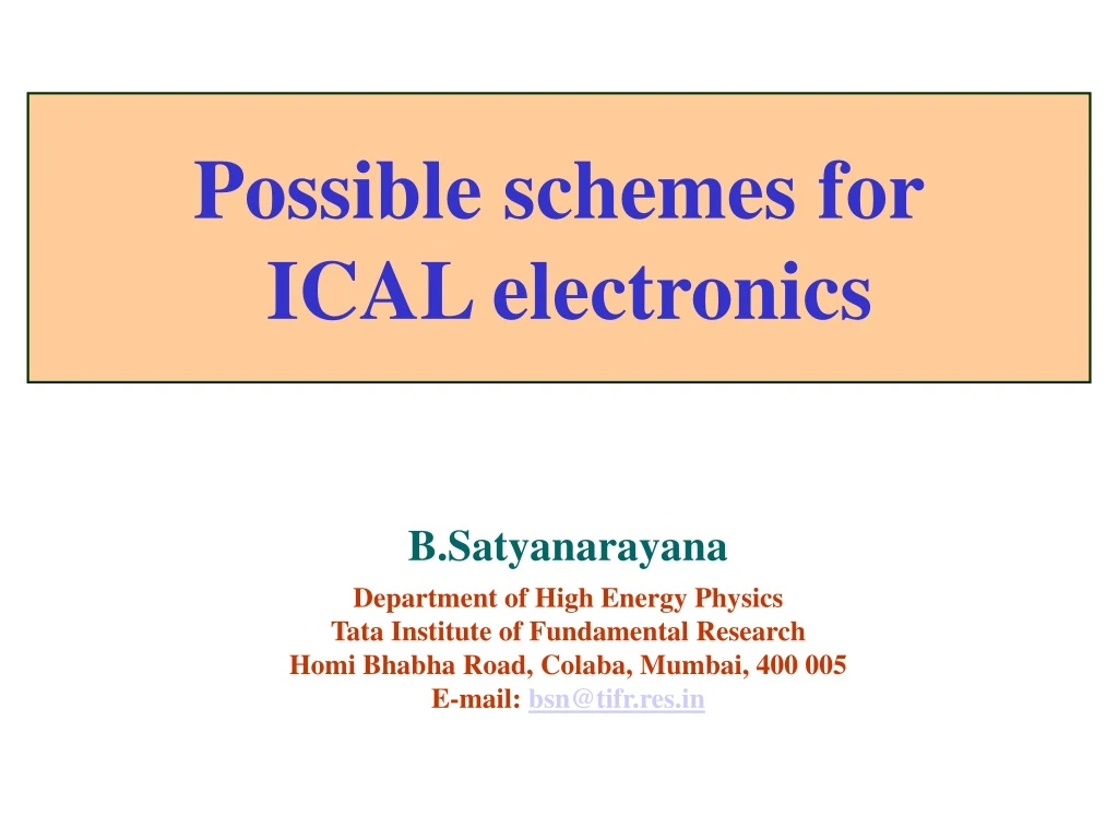 possible schemes for ical electronics