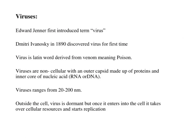 Viruses: Edward Jenner first introduced term “virus”