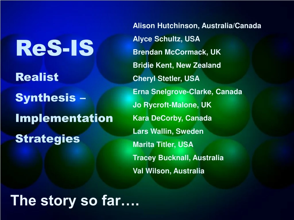 res is realist synthesis implementation strategies