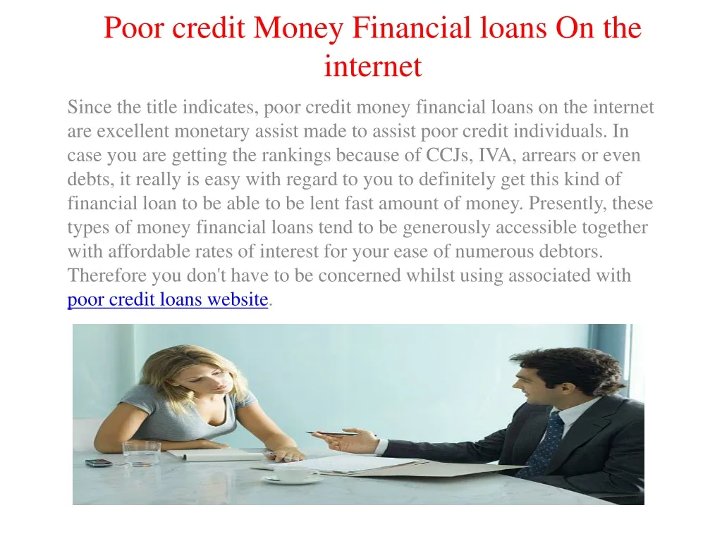 poor credit money financial loans on the internet