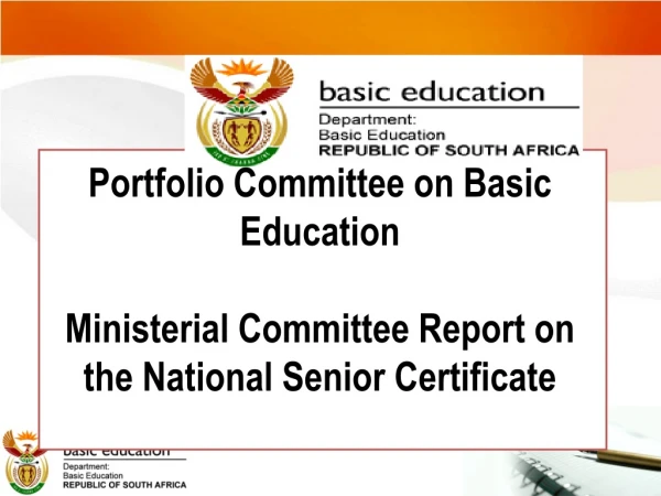 Portfolio Committee on Basic Education