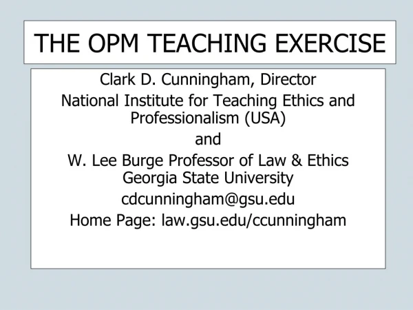 THE OPM TEACHING EXERCISE