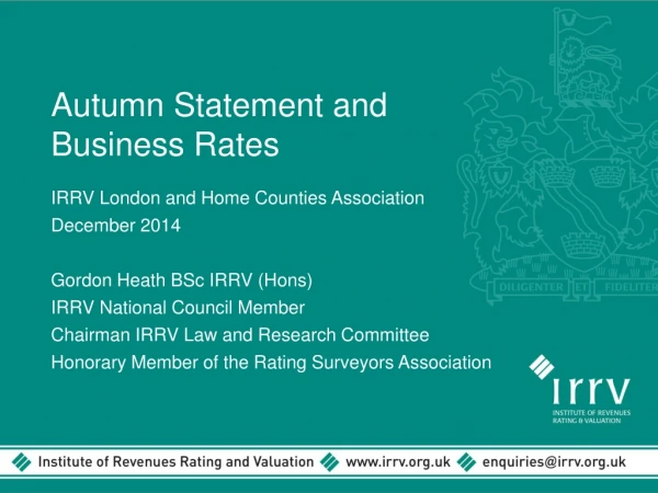 Autumn Statement and Business Rates