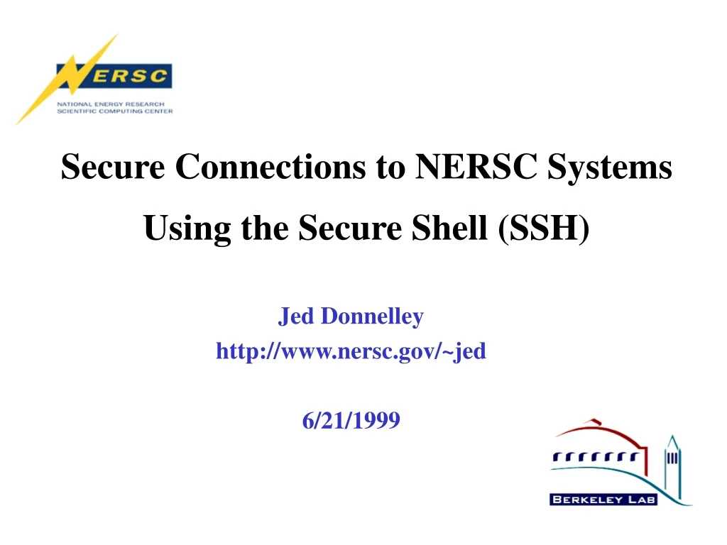 secure connections to nersc systems using the secure shell ssh