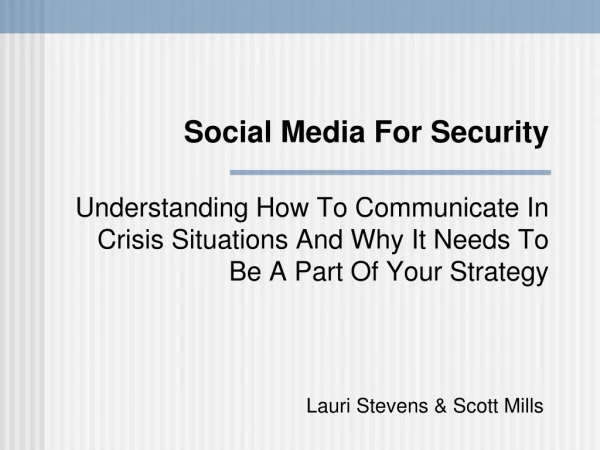 Social Media For Security