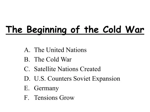 The Beginning of the Cold War