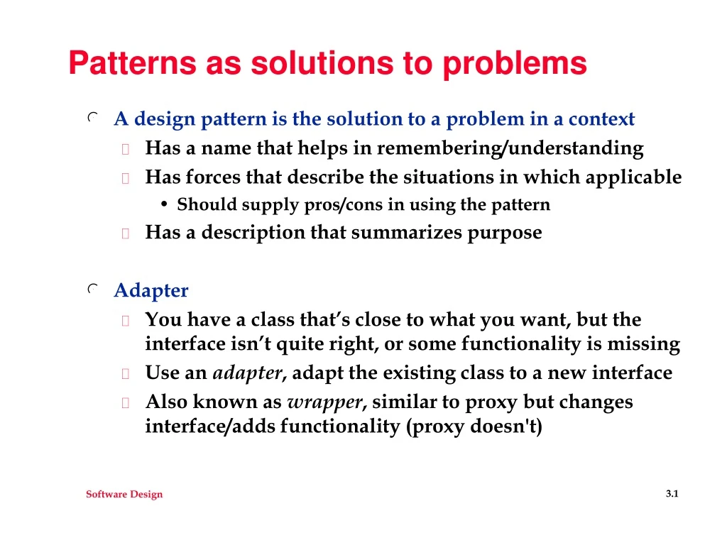 patterns as solutions to problems