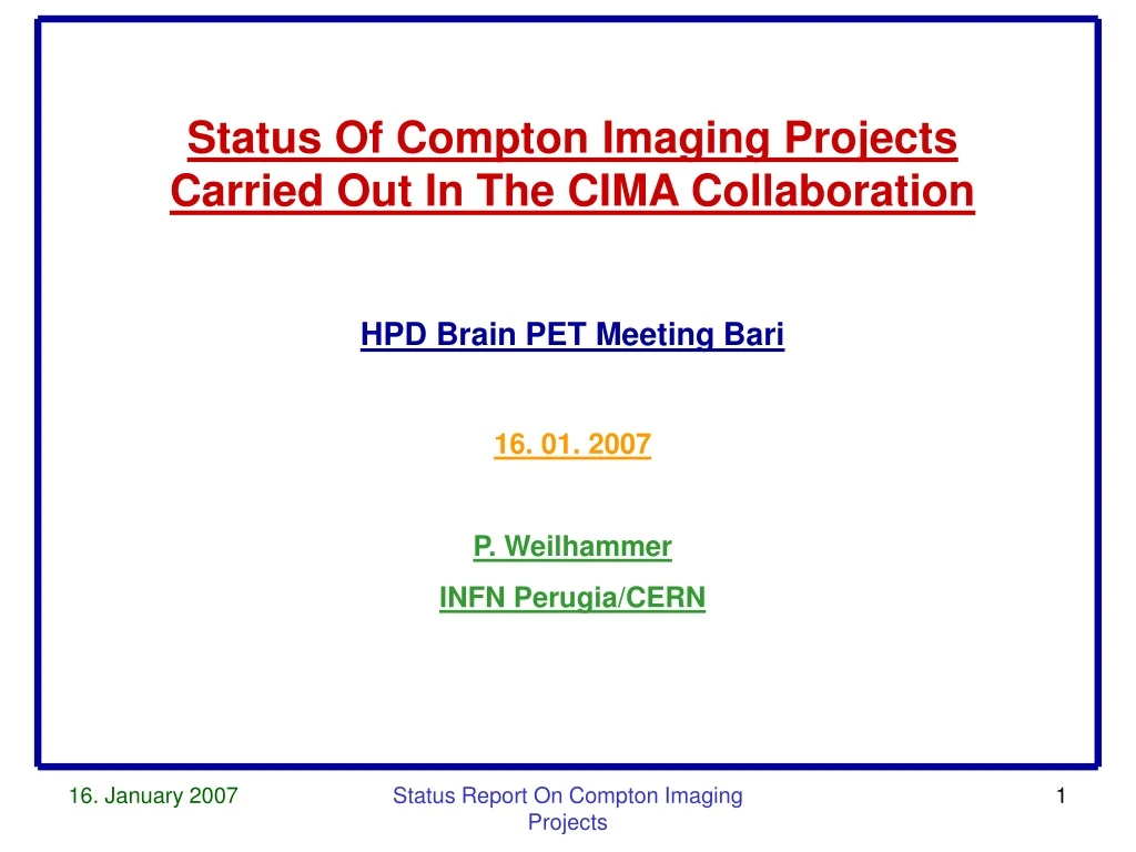 status of compton imaging projects carried