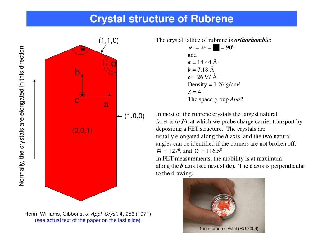 crystal structure of rubrene