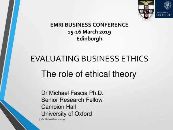 EVALUATING BUSINESS ETHICS
