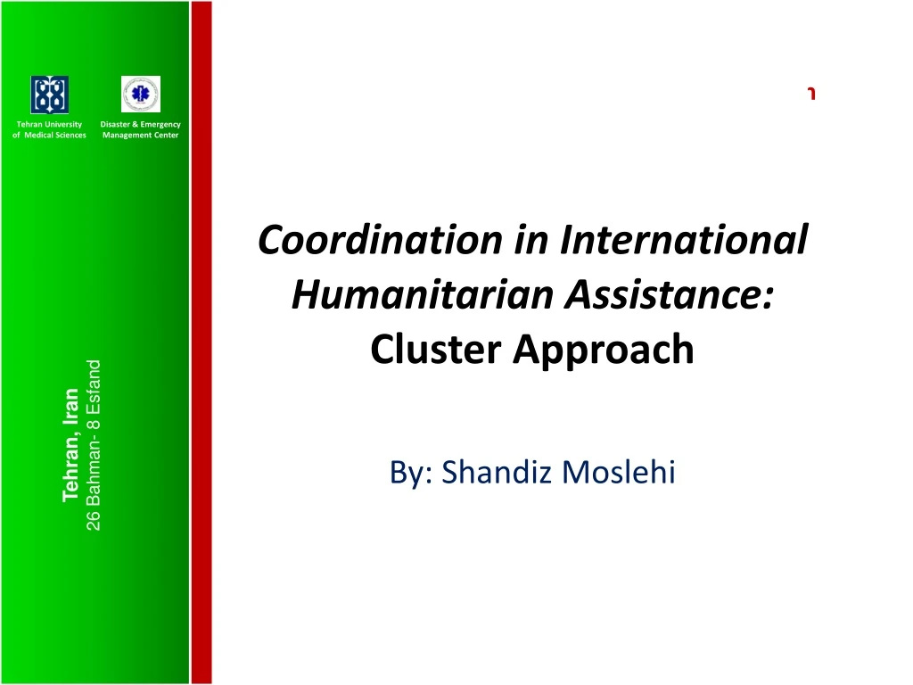 coordination in international humanitarian assistance cluster approach