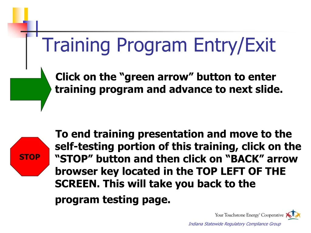 training program entry exit