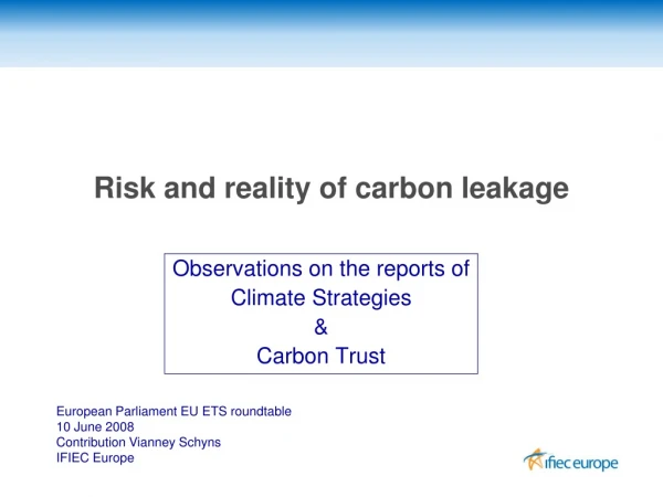 Risk and reality of carbon leakage