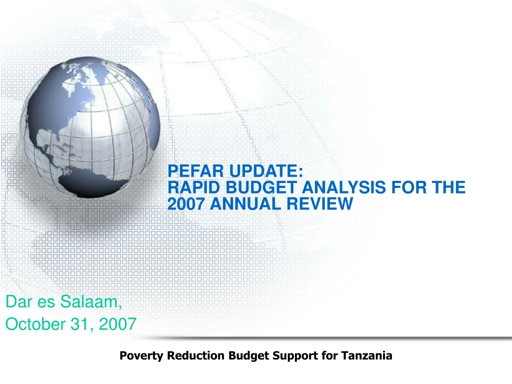 pefar update rapid budget analysis for the 2007 annual review