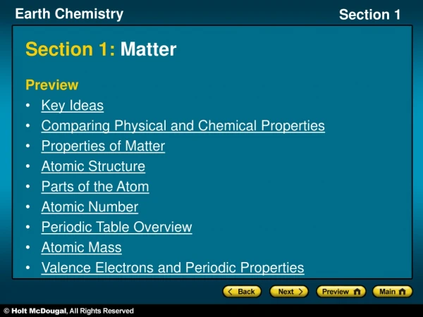 Section 1:  Matter