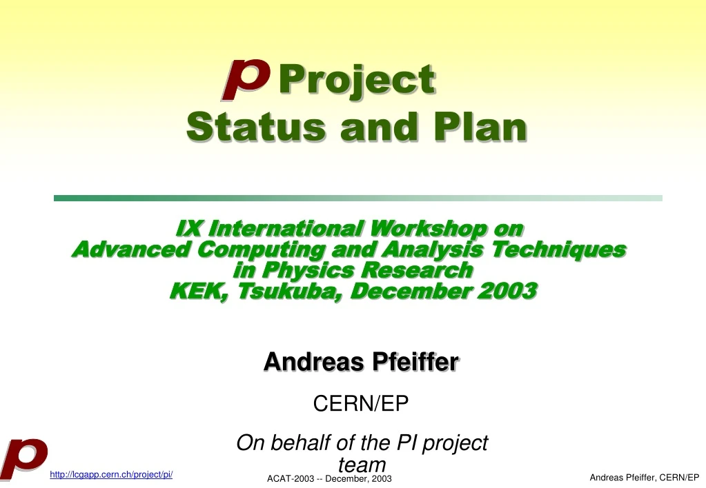 project status and plan