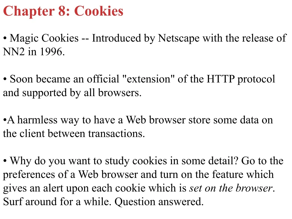 chapter 8 cookies magic cookies introduced
