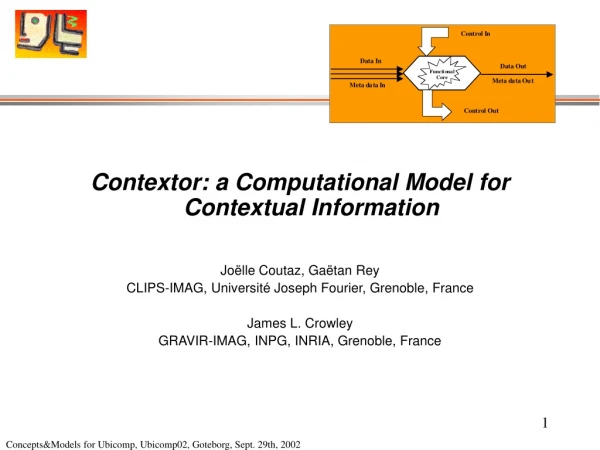 Contextor: a Computational Model for Contextual Information Joëlle Coutaz, Gaëtan Rey