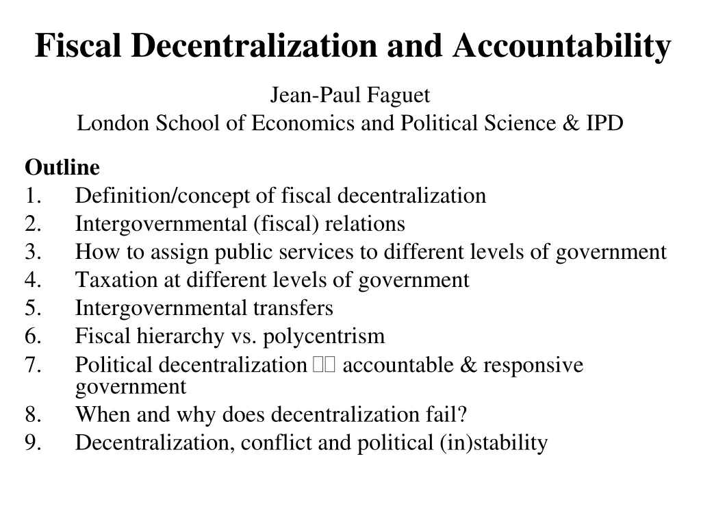 fiscal decentralization and accountability