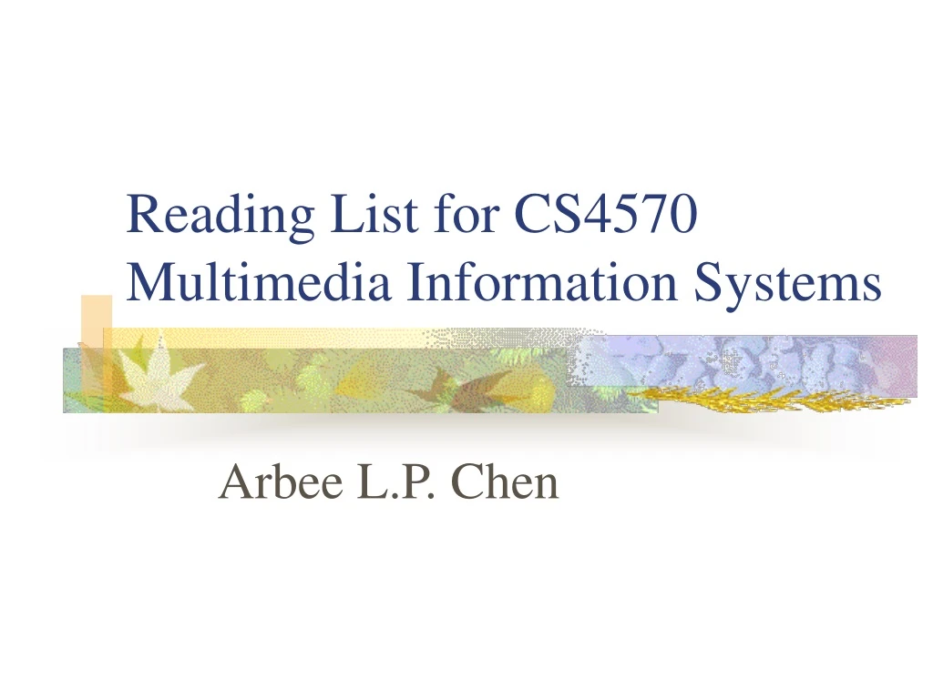 reading list for cs4570 multimedia information systems