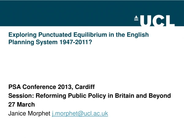 Exploring Punctuated Equilibrium in the English Planning System 1947-2011?
