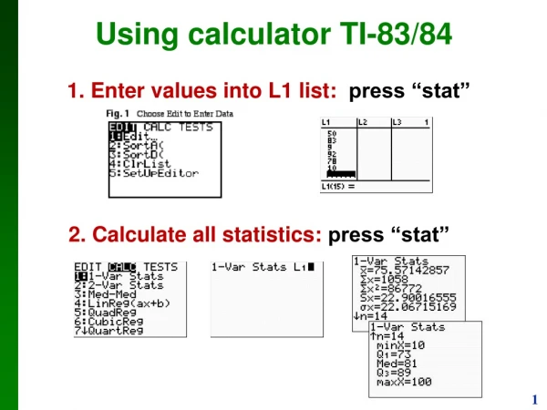 Using calculator TI-83/84