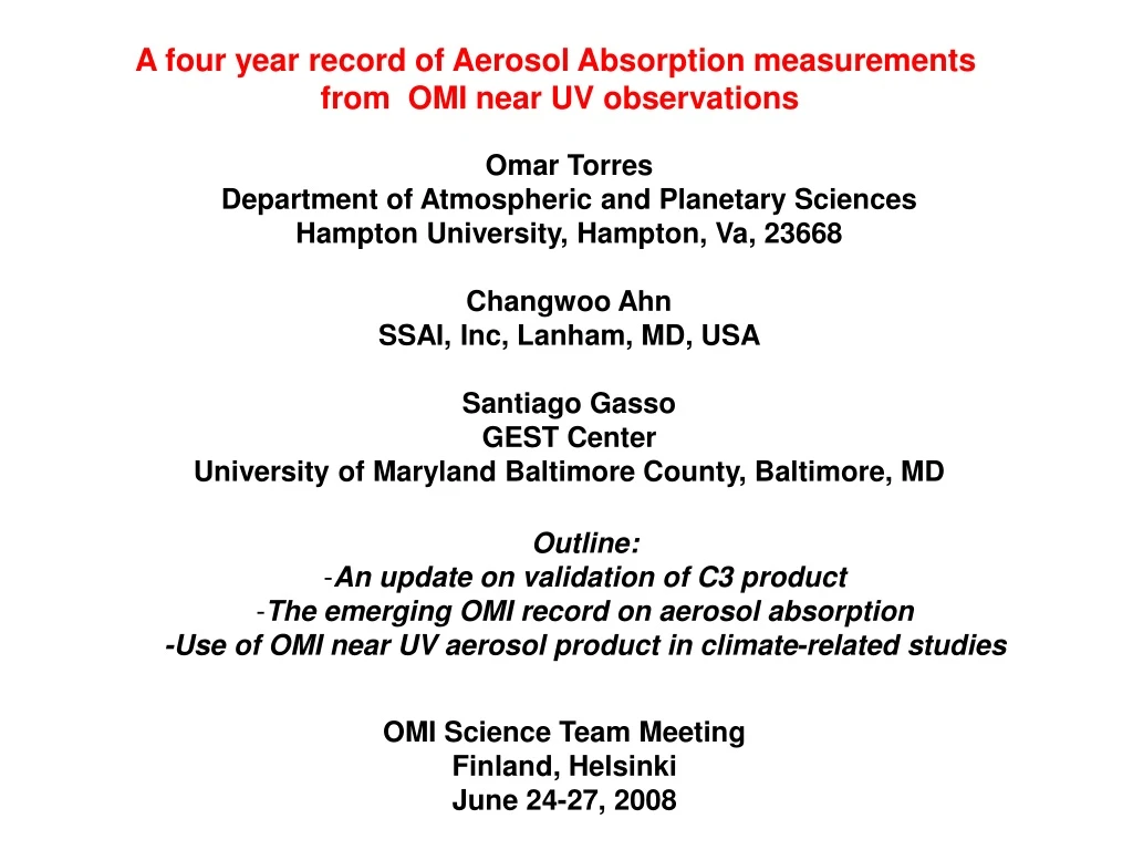 a four year record of aerosol absorption