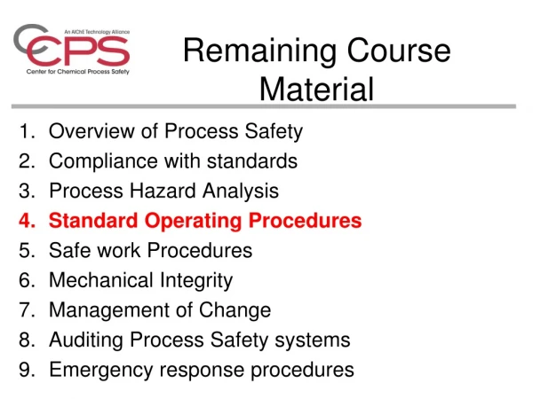 Remaining Course Material