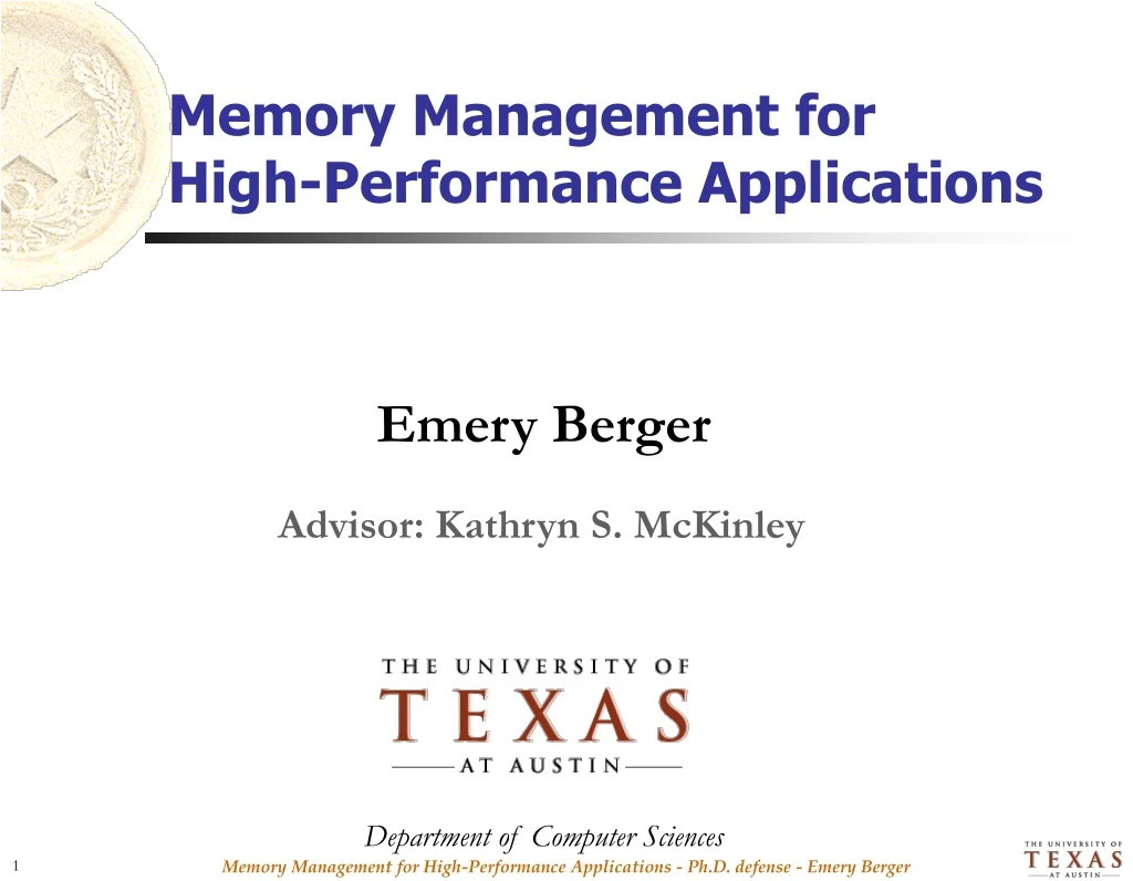 memory management for high performance applications