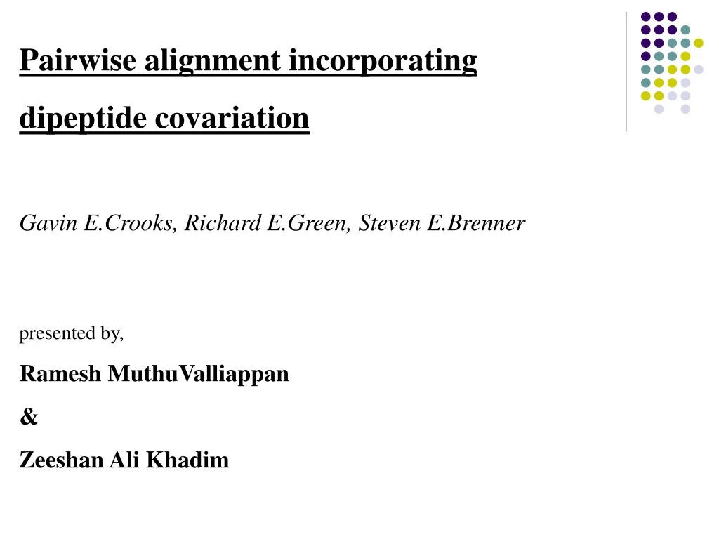 pairwise alignment incorporating dipeptide