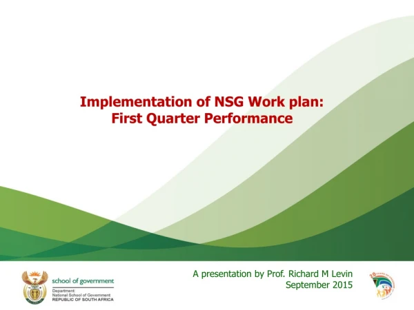Implementation of NSG Work plan: First Quarter Performance