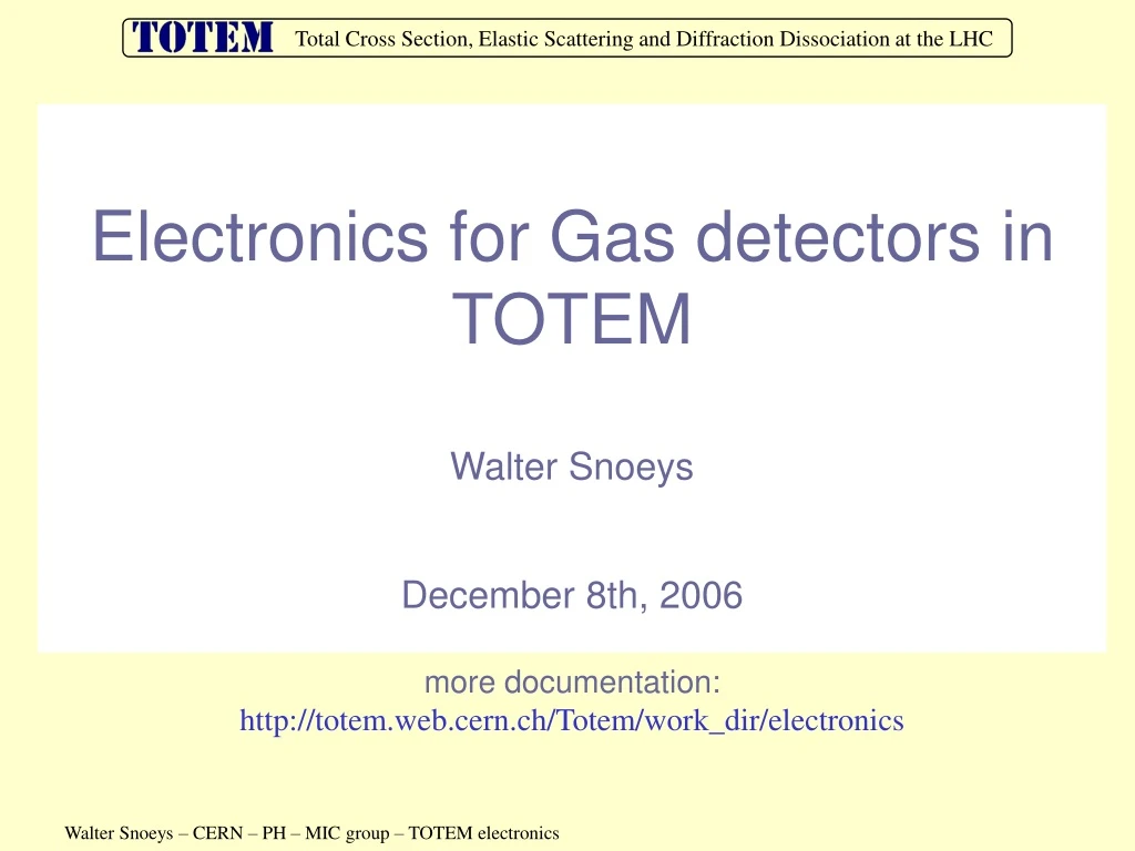 electronics for gas detectors in totem walter